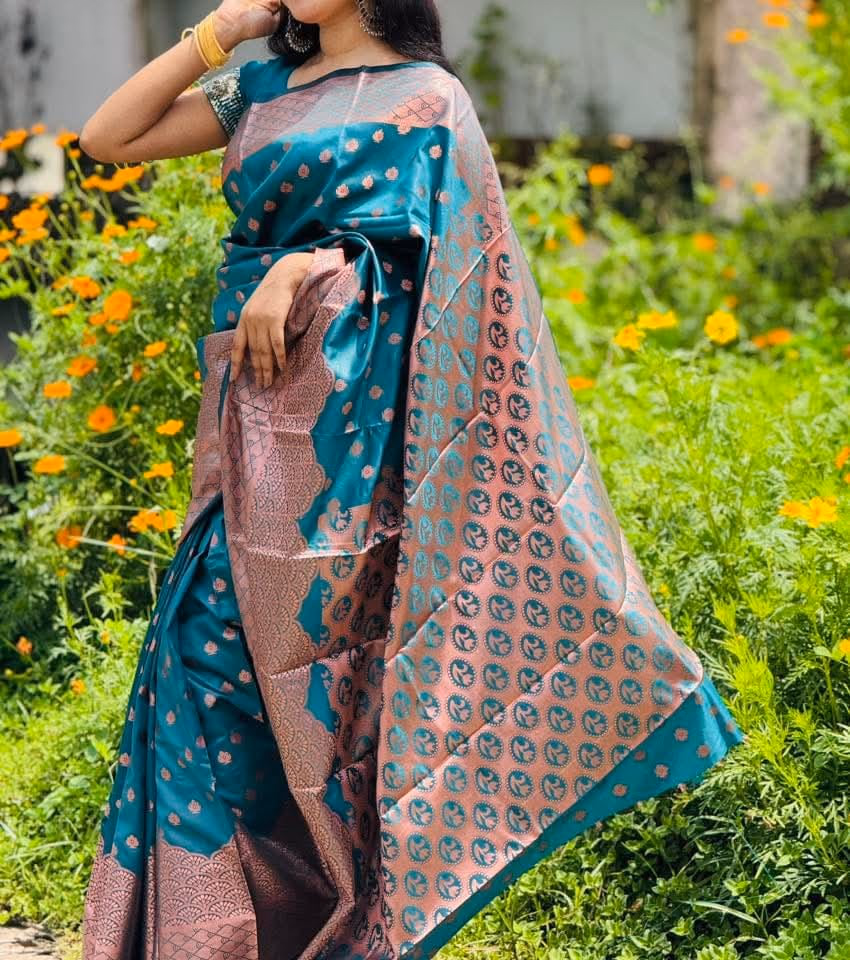Soft silk katan saree combo — image 4