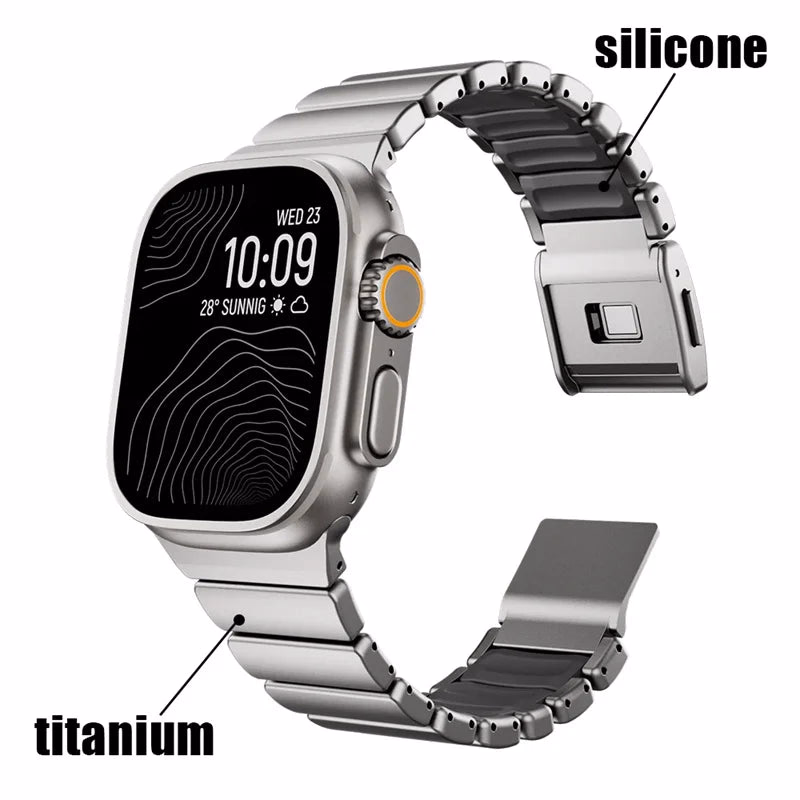 Titanium+Silicone Band for Apple Watch Ultra 3 49mm 46mm Luxury — image 4