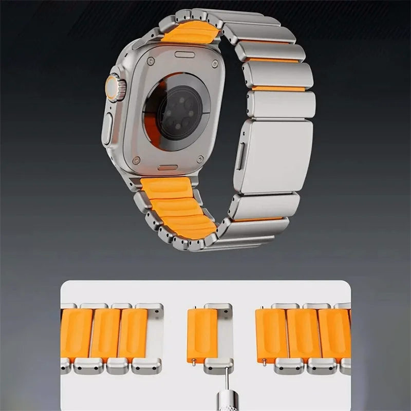 Titanium+Silicone Band for Apple Watch Ultra 3 49mm 46mm Luxury — image 6