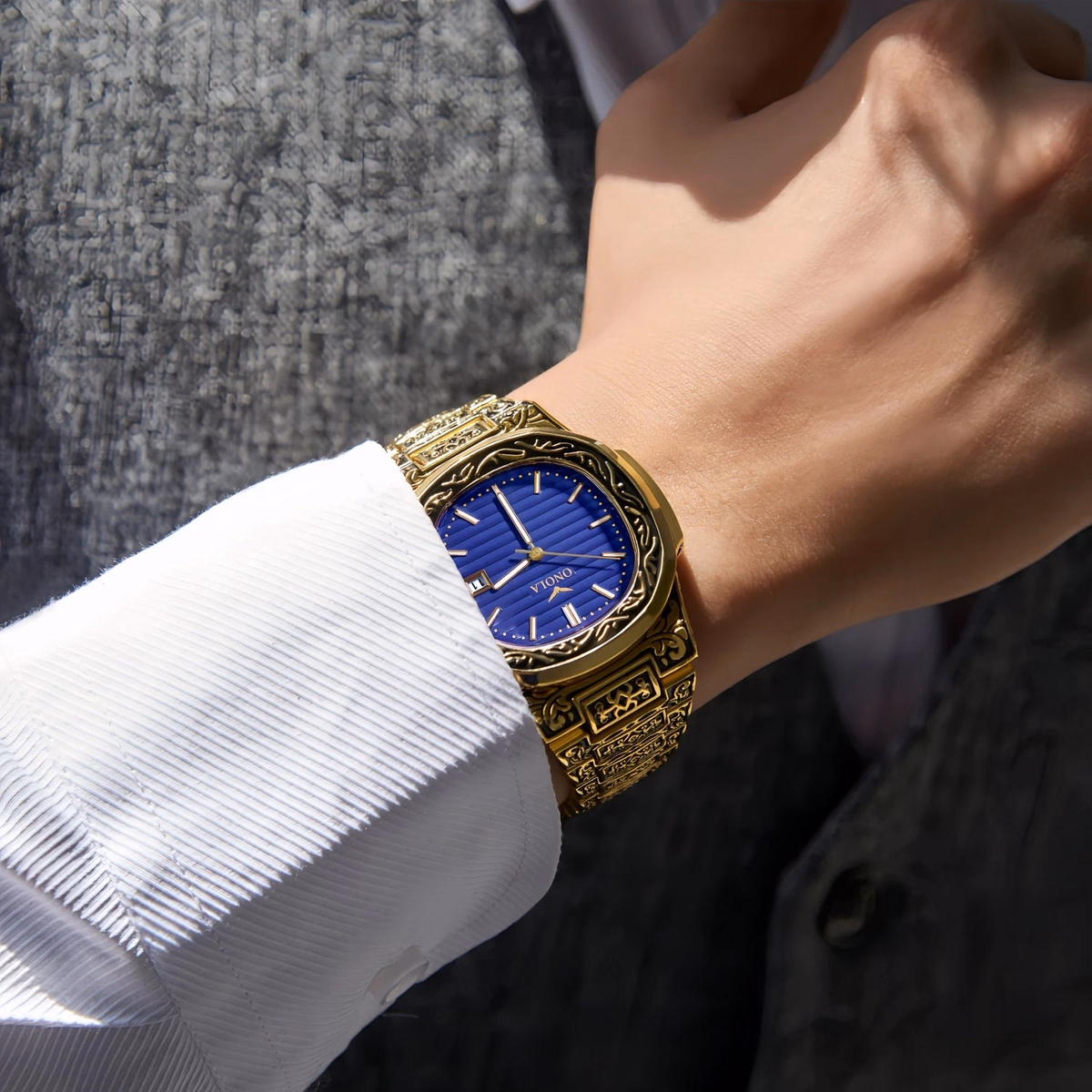 Luxury Gold Watches for Men ONOLA Business Retro Waterproof Muslim — image 3