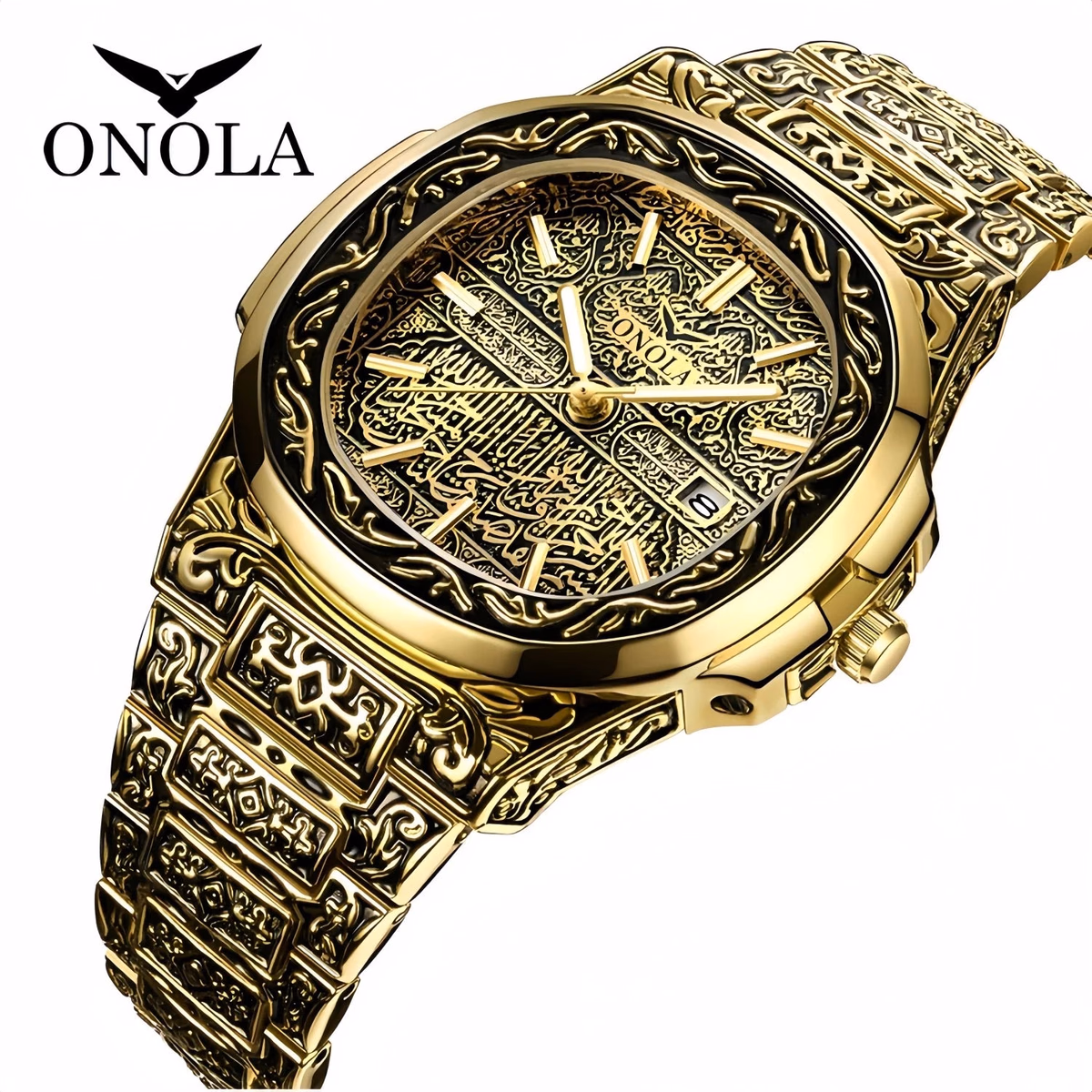 Luxury Gold Watches for Men ONOLA Business Retro Waterproof Muslim — image 5