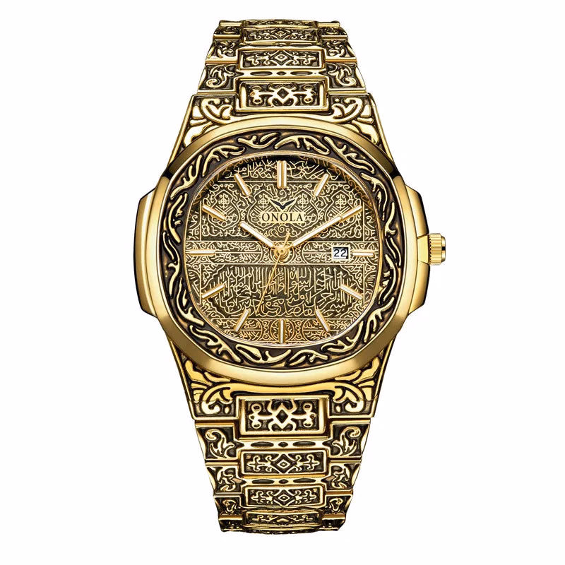 Luxury Gold Watches for Men ONOLA Business Retro Waterproof Muslim — image 6
