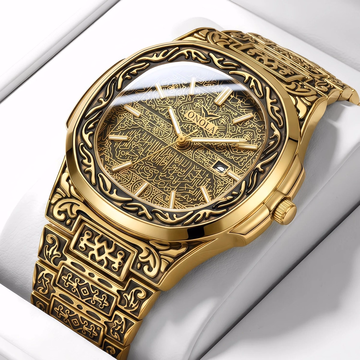 Luxury Gold Watches for Men ONOLA Business Retro Waterproof Muslim — image 2