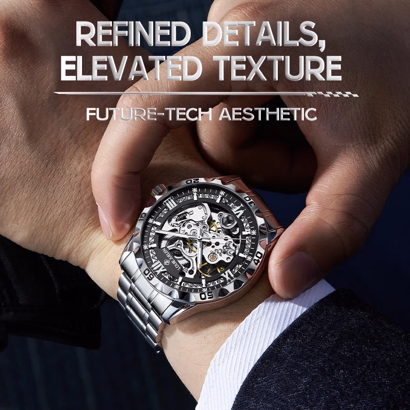 LOUIE JUELEN Men's Luxury Automatic Mechanical Watch 46mm Stainless — image 3