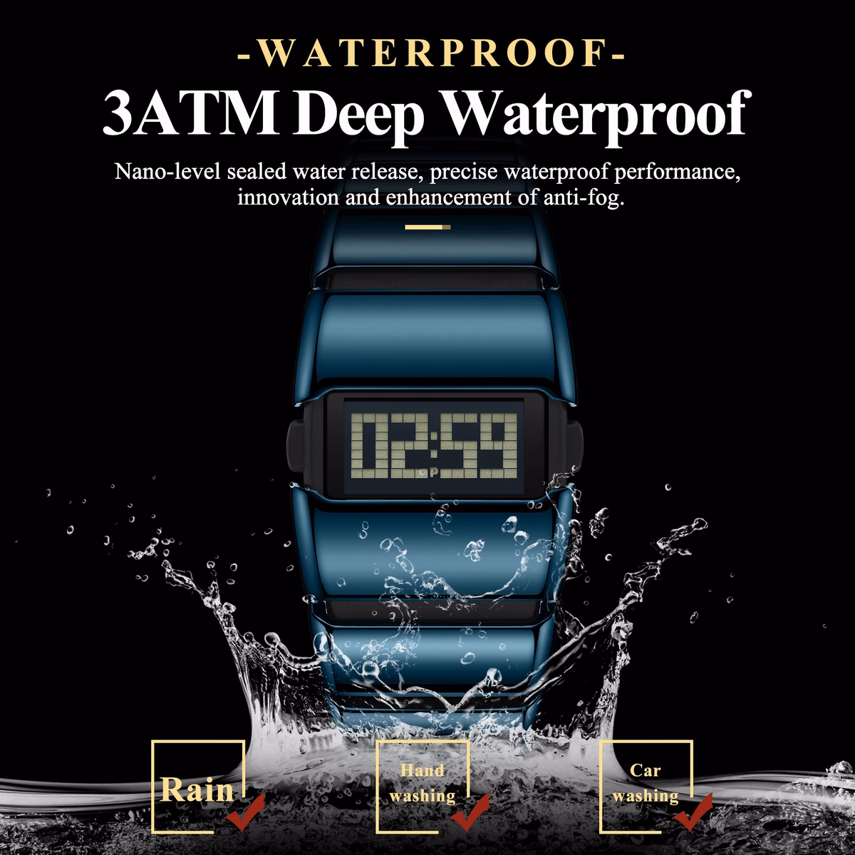 Poedagar E126 Creative LED Digital Watch Men Stainless Steel Strap — image 2