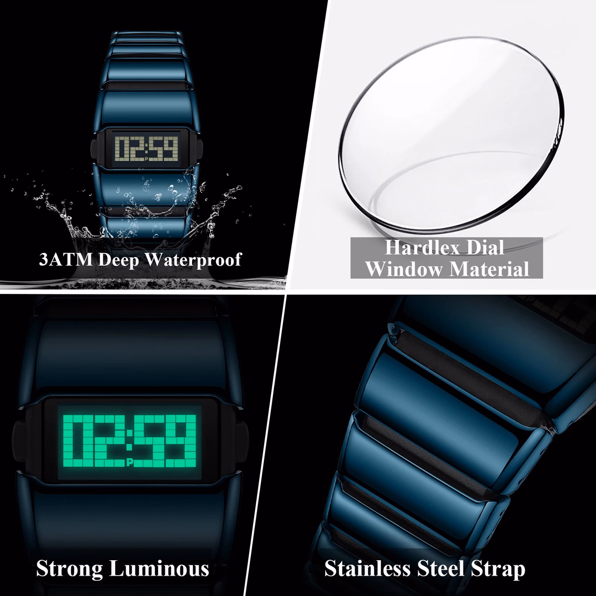 Poedagar E126 Creative LED Digital Watch Men Stainless Steel Strap — image 4