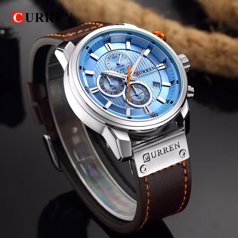 Curren 8291 Quartz Watch Men Leather Strap Sport Casual Watch — image 2
