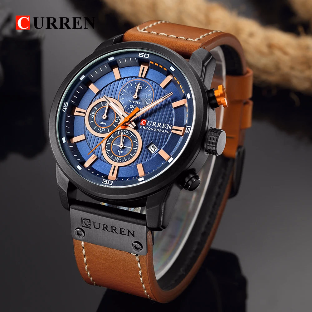 Curren 8291 Quartz Watch Men Leather Strap Sport Casual Watch — image 4