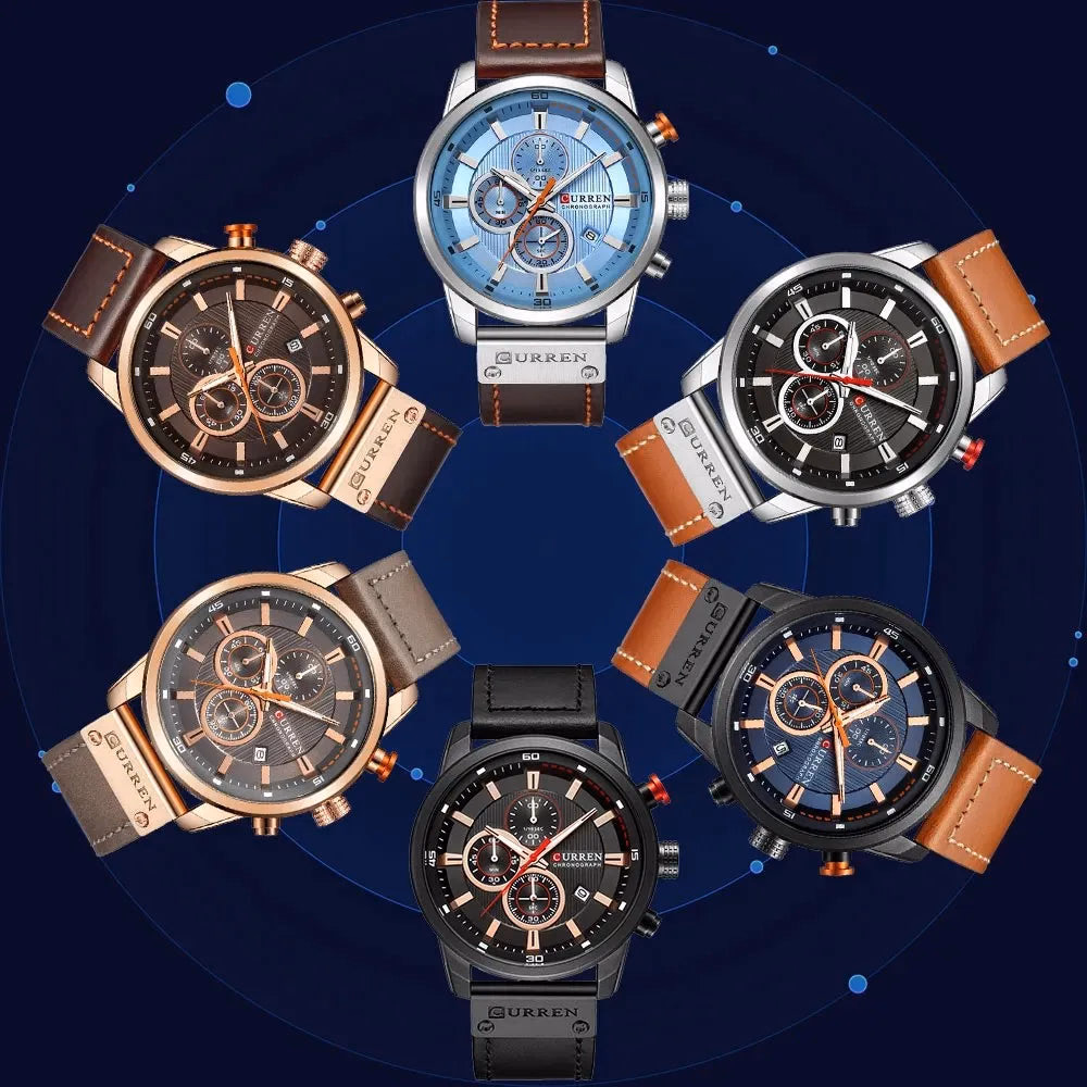 Curren 8291 Quartz Watch Men Leather Strap Sport Casual Watch — image 6