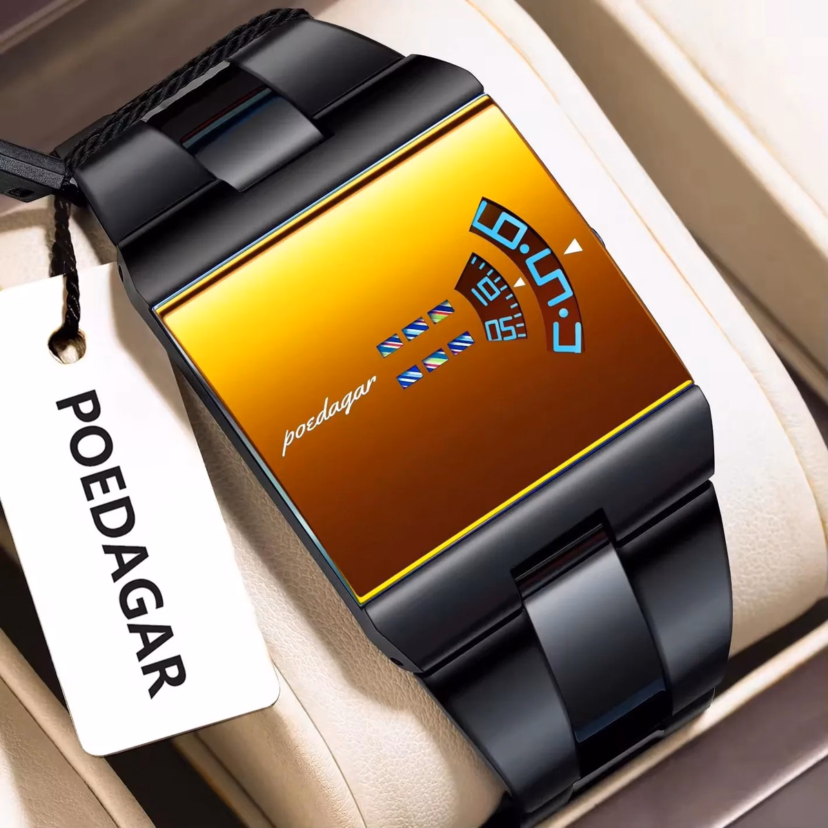 Poedagar 857 High Quality Square Dial Design Stainless Steel Band — image 7