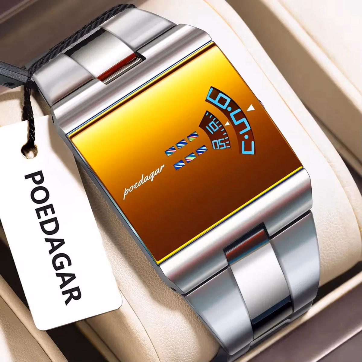 Poedagar 857 High Quality Square Dial Design Stainless Steel Band — image 12