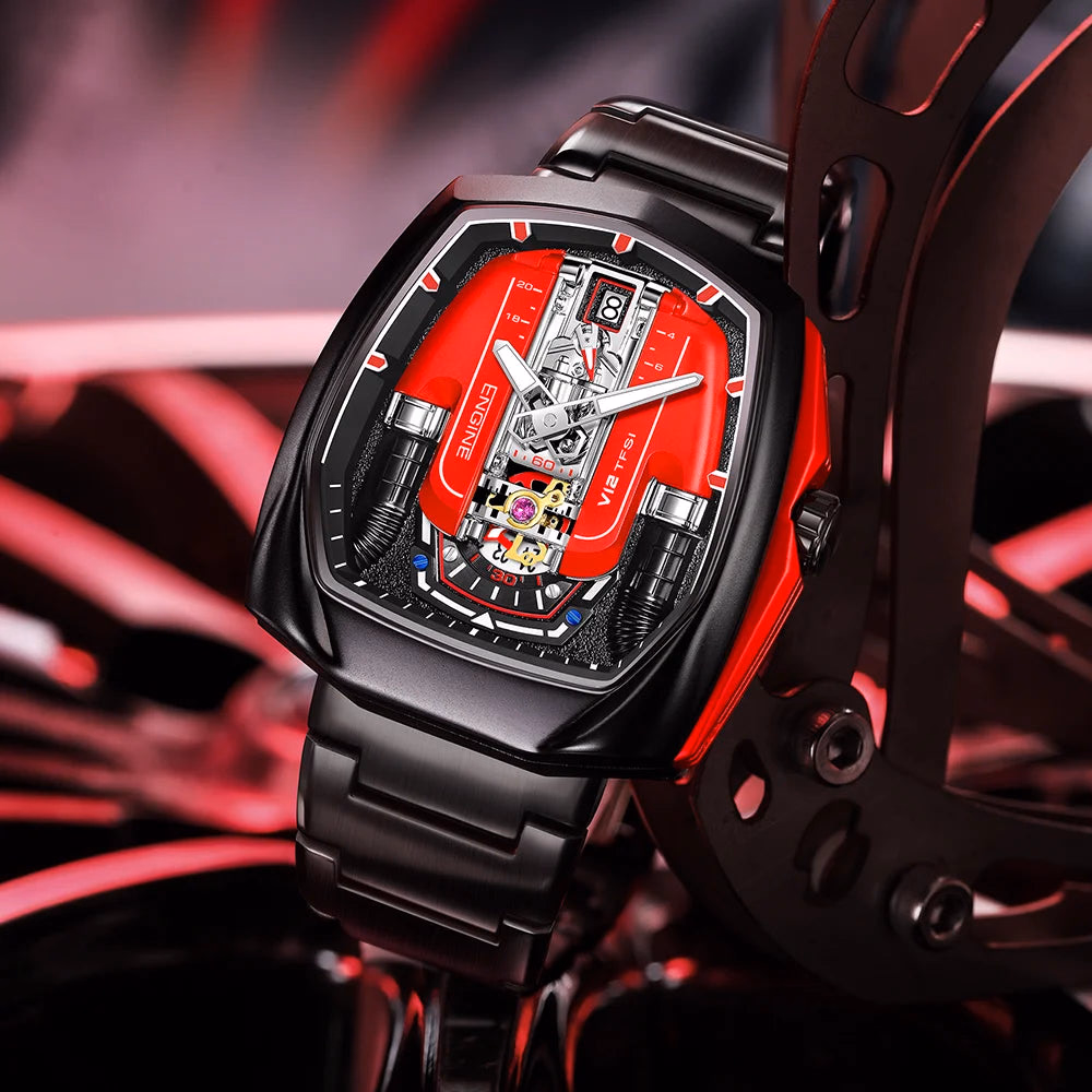 Drop Shipping Super Luxury V12 Engine Watch Man Watches Quartz Movement Waterproof Quartz for Man Watch