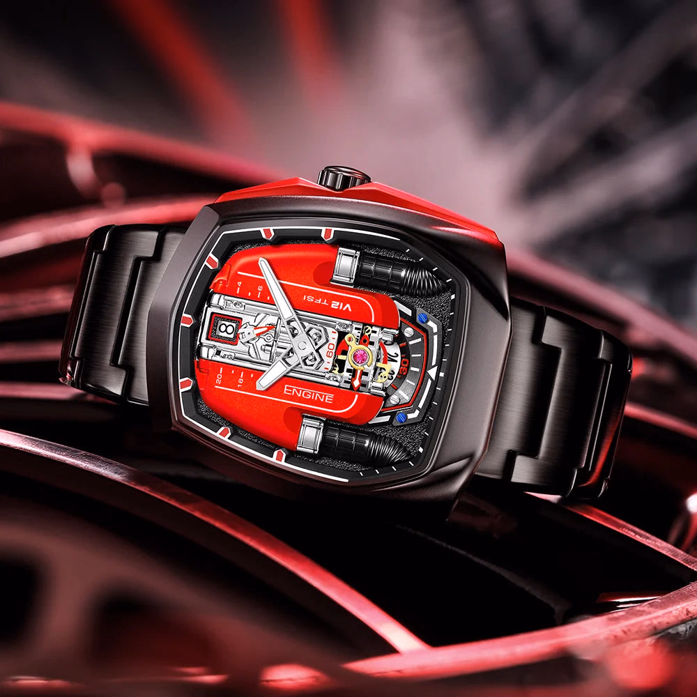 Drop Shipping Super Luxury V12 Engine Watch Man Watches Quartz Movement Waterproof Quartz for Man Watch — image 3