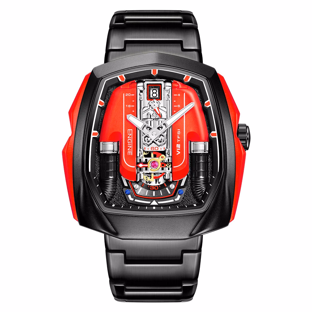 Drop Shipping Super Luxury V12 Engine Watch Man Watches Quartz Movement Waterproof Quartz for Man Watch — image 9