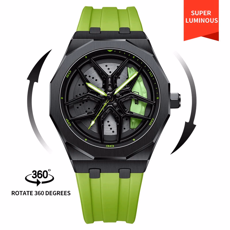 Original 3D Wheel Watch Waterproof Spinning Luxury Quartz Wrist Men Watch Rim Wristwatch Rotate 360 Man's Watches for RS Q8 — image 8