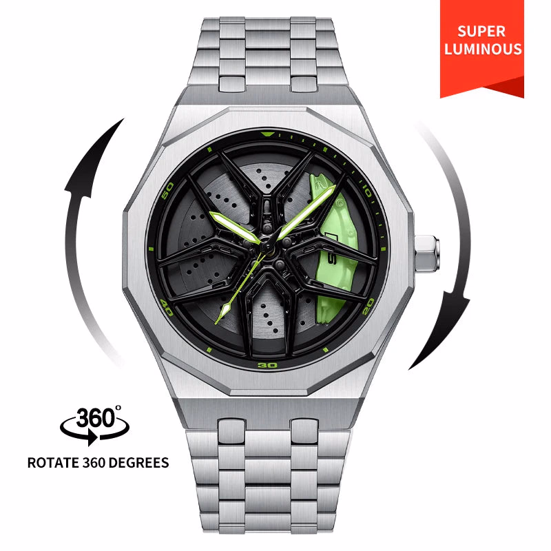 Original 3D Wheel Watch Waterproof Spinning Luxury Quartz Wrist Men Watch Rim Wristwatch Rotate 360 Man's Watches for RS Q8 — image 14