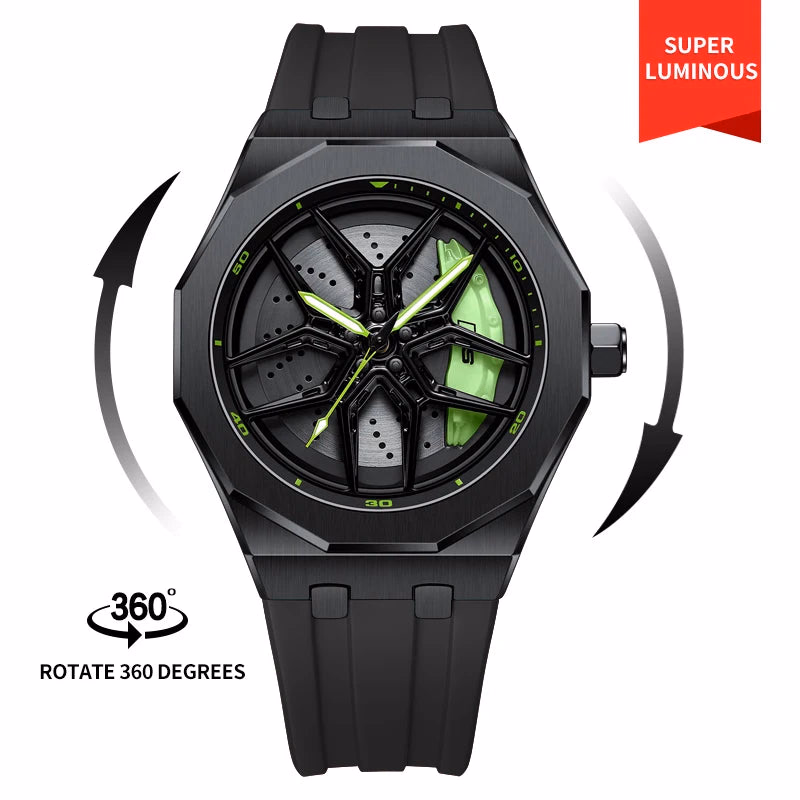 Original 3D Wheel Watch Waterproof Spinning Luxury Quartz Wrist Men Watch Rim Wristwatch Rotate 360 Man's Watches for RS Q8 — image 11