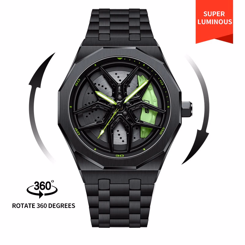 Original 3D Wheel Watch Waterproof Spinning Luxury Quartz Wrist Men Watch Rim Wristwatch Rotate 360 Man's Watches for RS Q8 — image 9