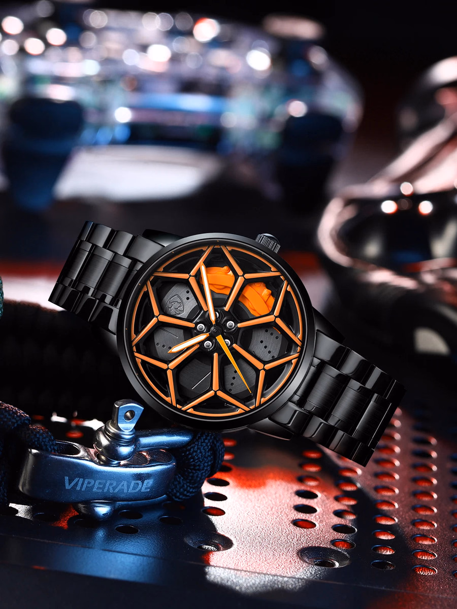 Original 3D Official Gyro Rim Watch High Quality Wholesale Wheel Watches Quartz Waterproof Wrist Car Wheel Watch Lambo URUS — image 2