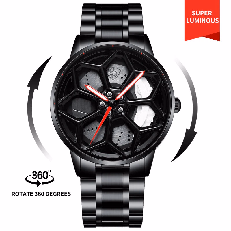 Original 3D Official Gyro Rim Watch High Quality Wholesale Wheel Watches Quartz Waterproof Wrist Car Wheel Watch Lambo URUS — image 12