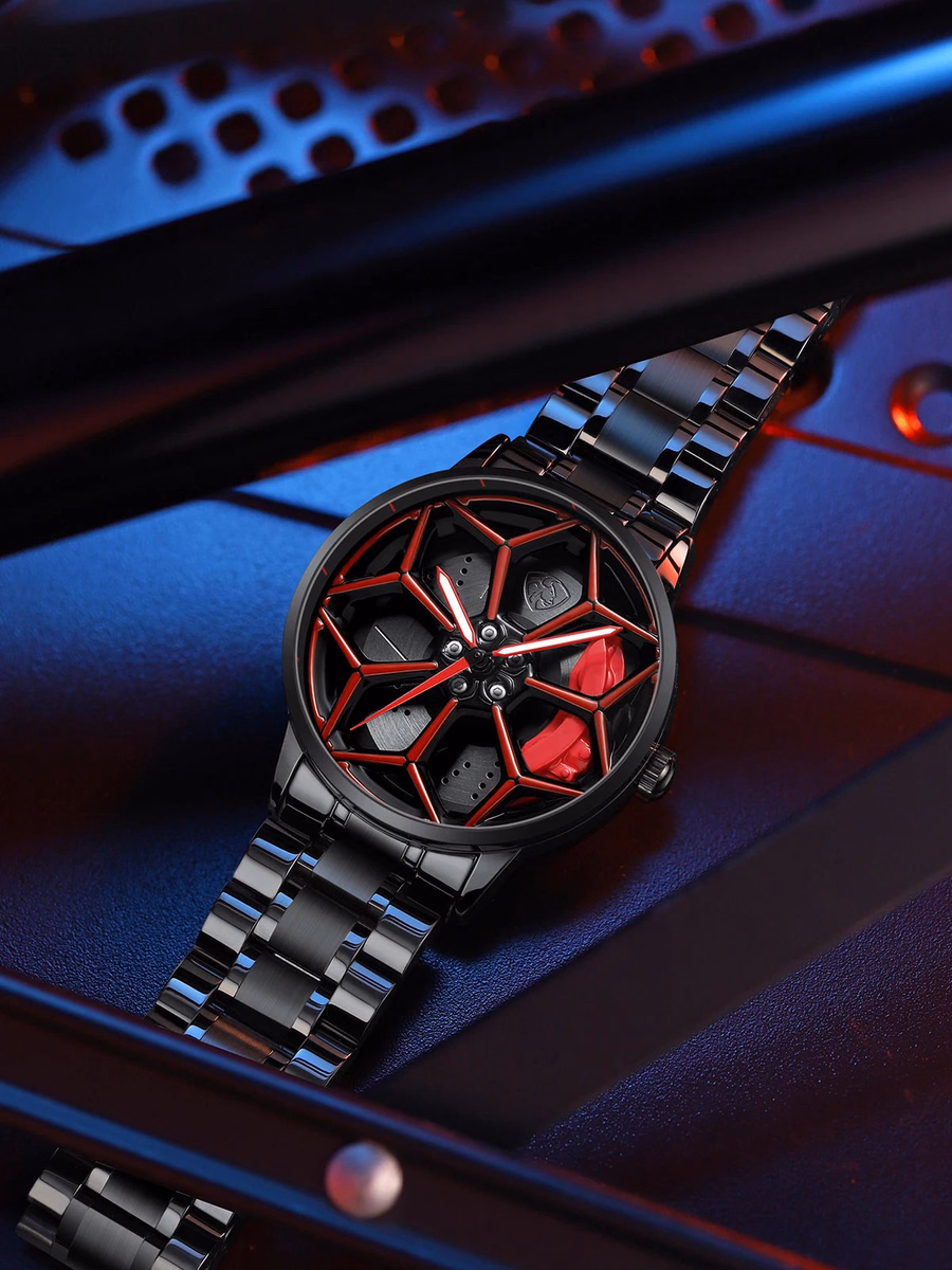 Original 3D Official Gyro Rim Watch High Quality Wholesale Wheel Watches Quartz Waterproof Wrist Car Wheel Watch Lambo URUS — image 3