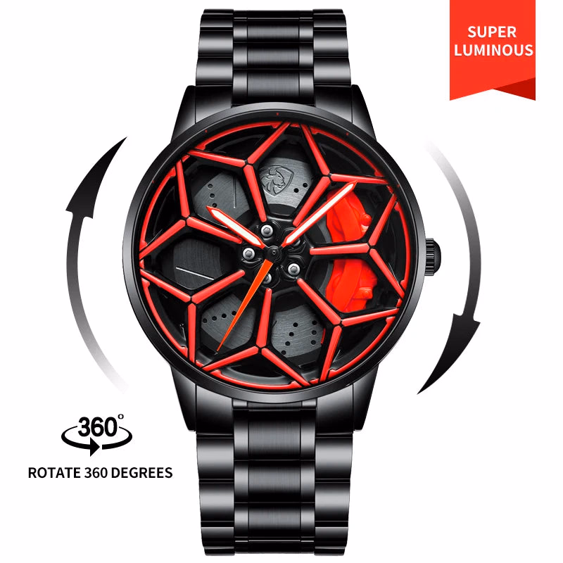 Original 3D Official Gyro Rim Watch High Quality Wholesale Wheel Watches Quartz Waterproof Wrist Car Wheel Watch Lambo URUS — image 10