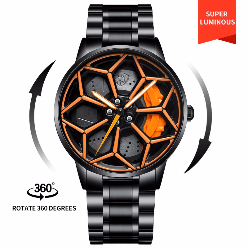 Original 3D Official Gyro Rim Watch High Quality Wholesale Wheel Watches Quartz Waterproof Wrist Car Wheel Watch Lambo URUS — image 8