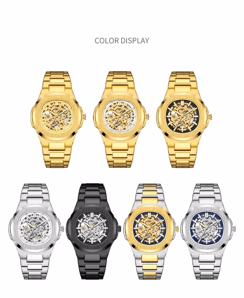 Luxury Men's Automatic Skeleton Watch Luminous Feature Business Hollow Mechanical Men Watch — image 5