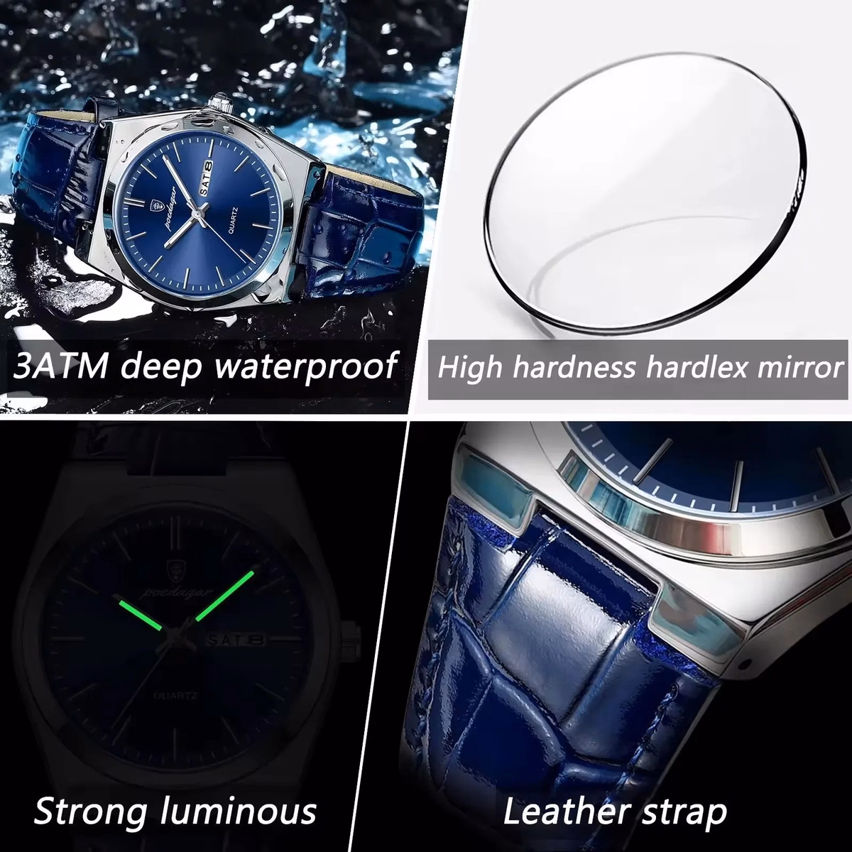 POEDAGAR 930 Men's Luxury Leather Watch — image 3