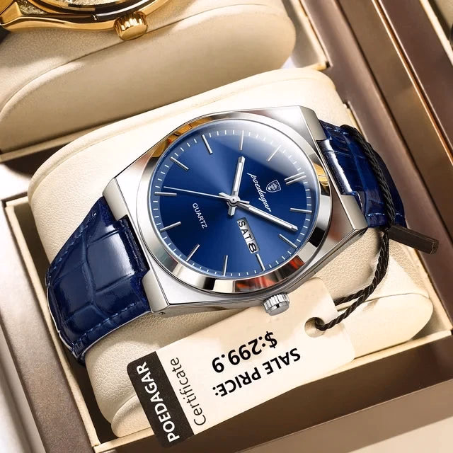 POEDAGAR 930 Men's Luxury Leather Watch — image 5