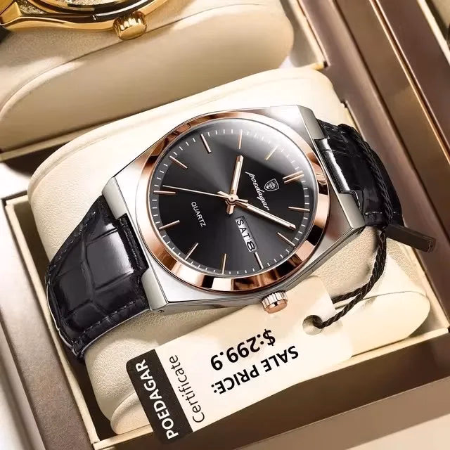 POEDAGAR 930 Men's Luxury Leather Watch — image 8
