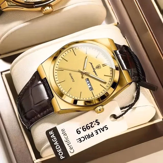 POEDAGAR 930 Men's Luxury Leather Watch — image 9
