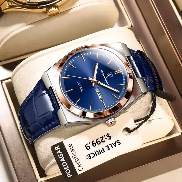 POEDAGAR 930 Men's Luxury Leather Watch — image 7