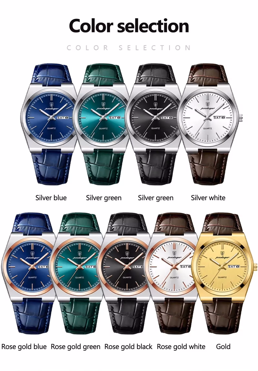 POEDAGAR 930 Men's Luxury Leather Watch — image 6