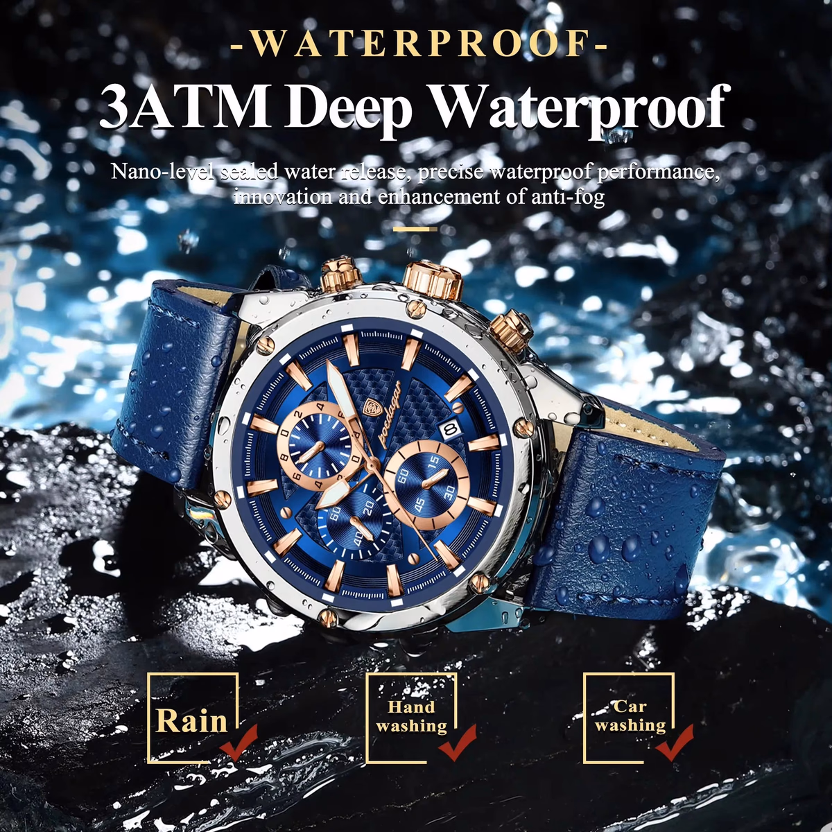 POEDAGAR Luxury Sports Men's Chronograph Watch — image 3