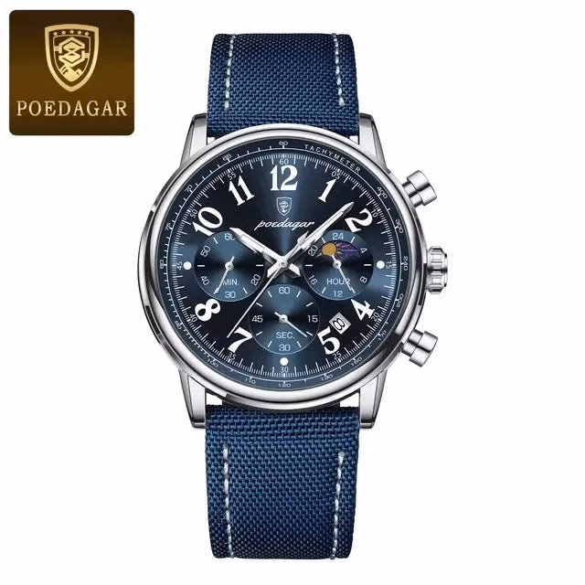 Luxury Silver Blue Quartz Chronograph Watch for Men — image 7