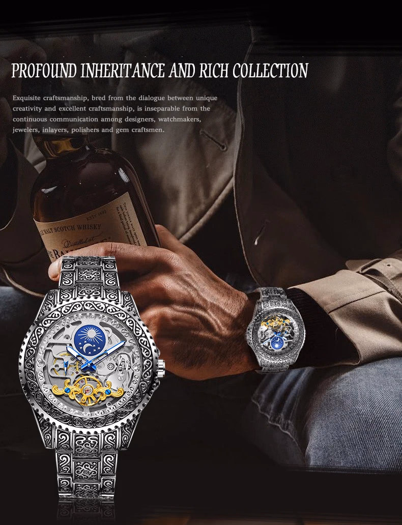 Forsining Skeleton Moonphase Stainless Steel Watch — image 3