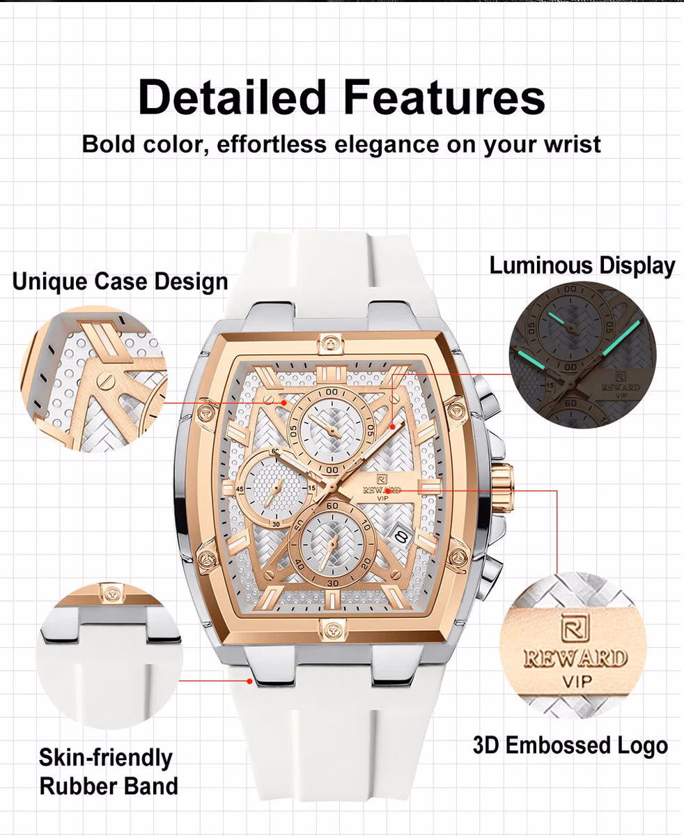 Luxury Men's Square Quartz Watch with Calendar — image 6