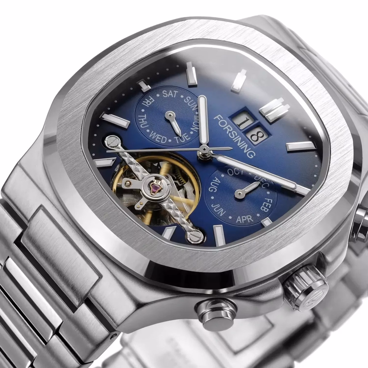 Luxury Men's Blue Tourbillon Automatic Watch — image 6