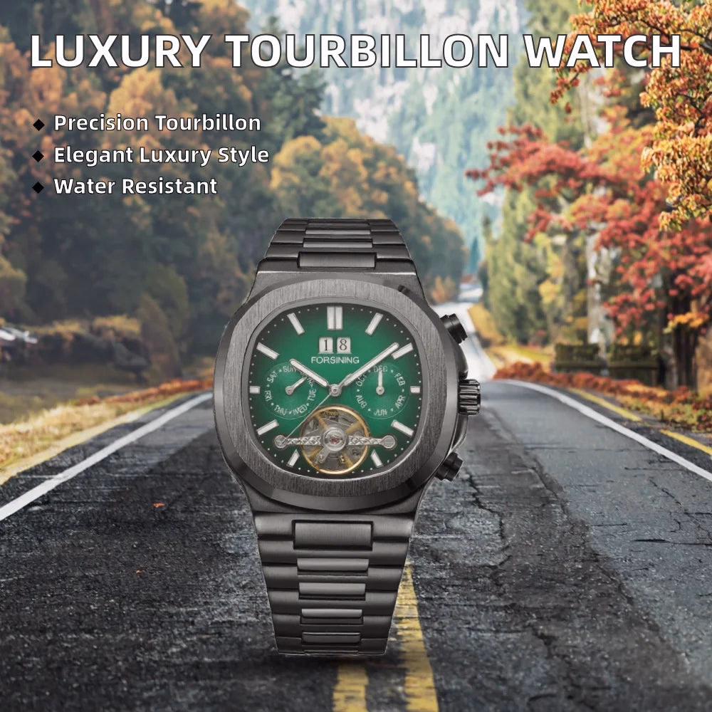 Luxury Men's Blue Tourbillon Automatic Watch — image 2