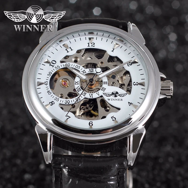 T-winner Leather Strap Skeleton Auto Mechanical Watch — image 6