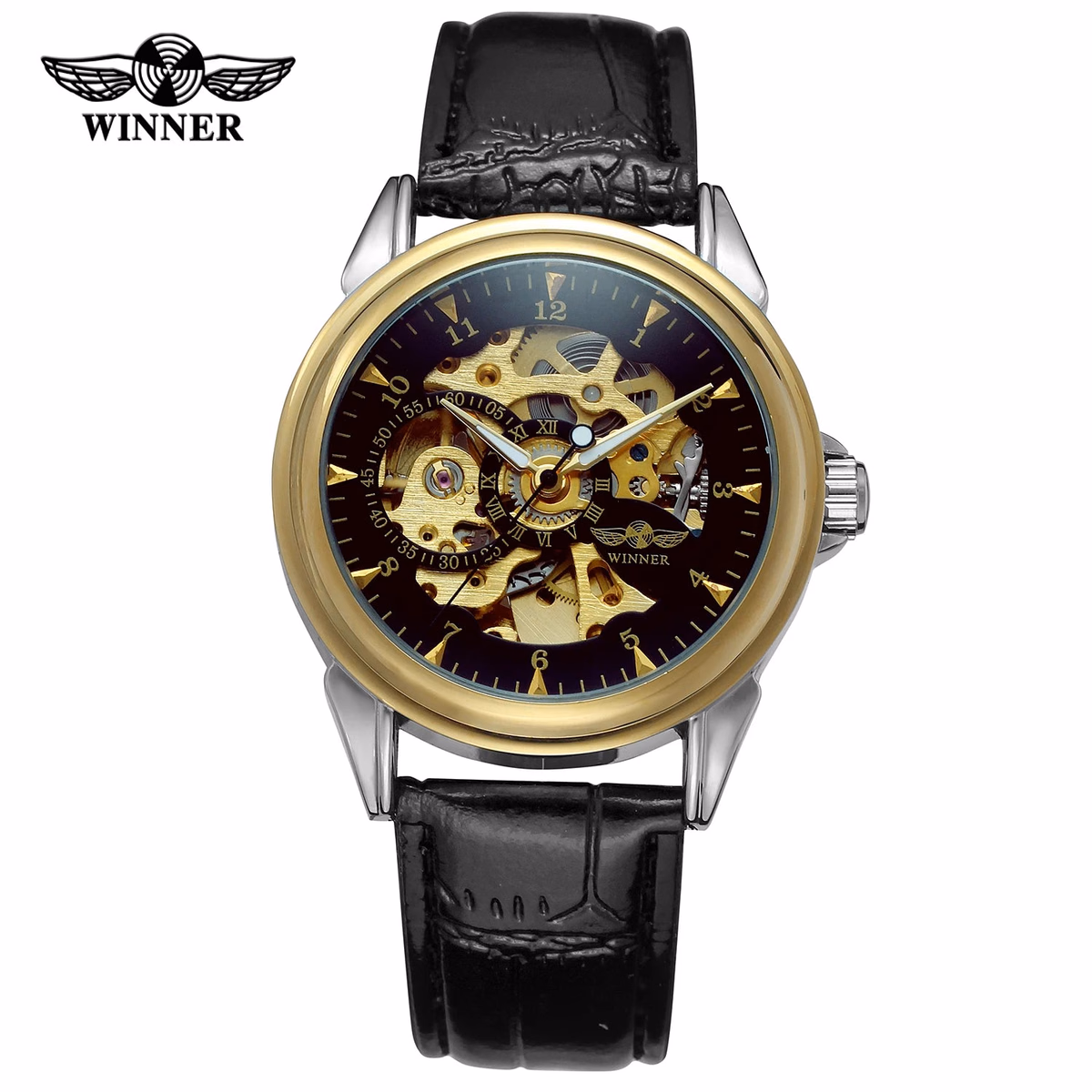 T-winner Leather Strap Skeleton Auto Mechanical Watch — image 8