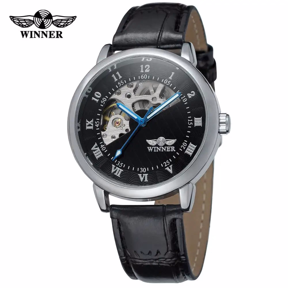 Luxury Gold Skeleton Leather Automatic Watch — image 3
