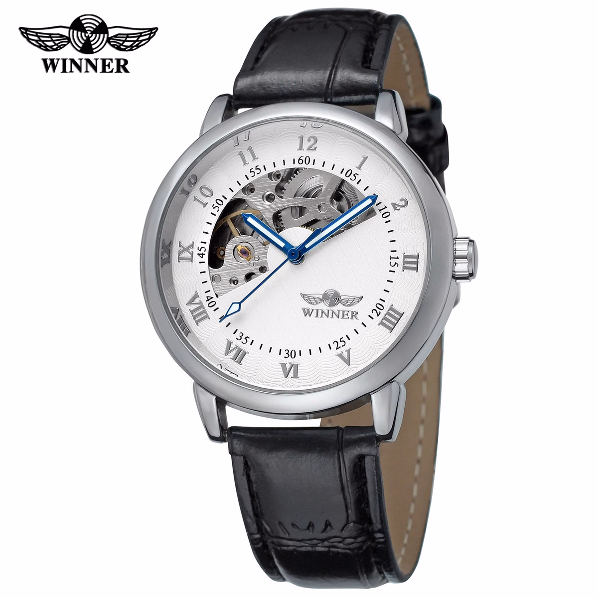 Luxury Gold Skeleton Leather Automatic Watch — image 9