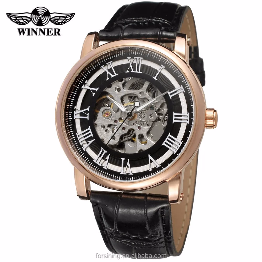 Elegant Men's Rose Gold Skeleton Watch — image 3