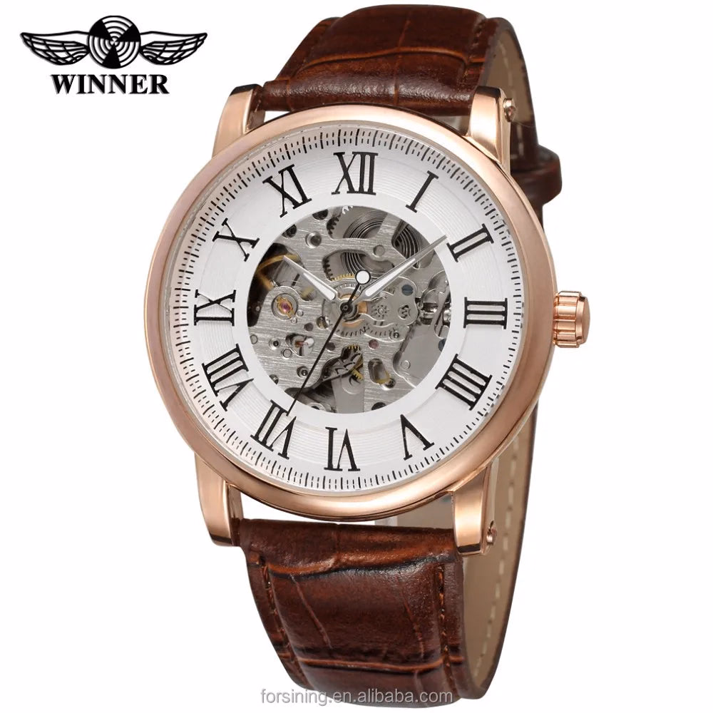 Elegant Men's Rose Gold Skeleton Watch — image 2