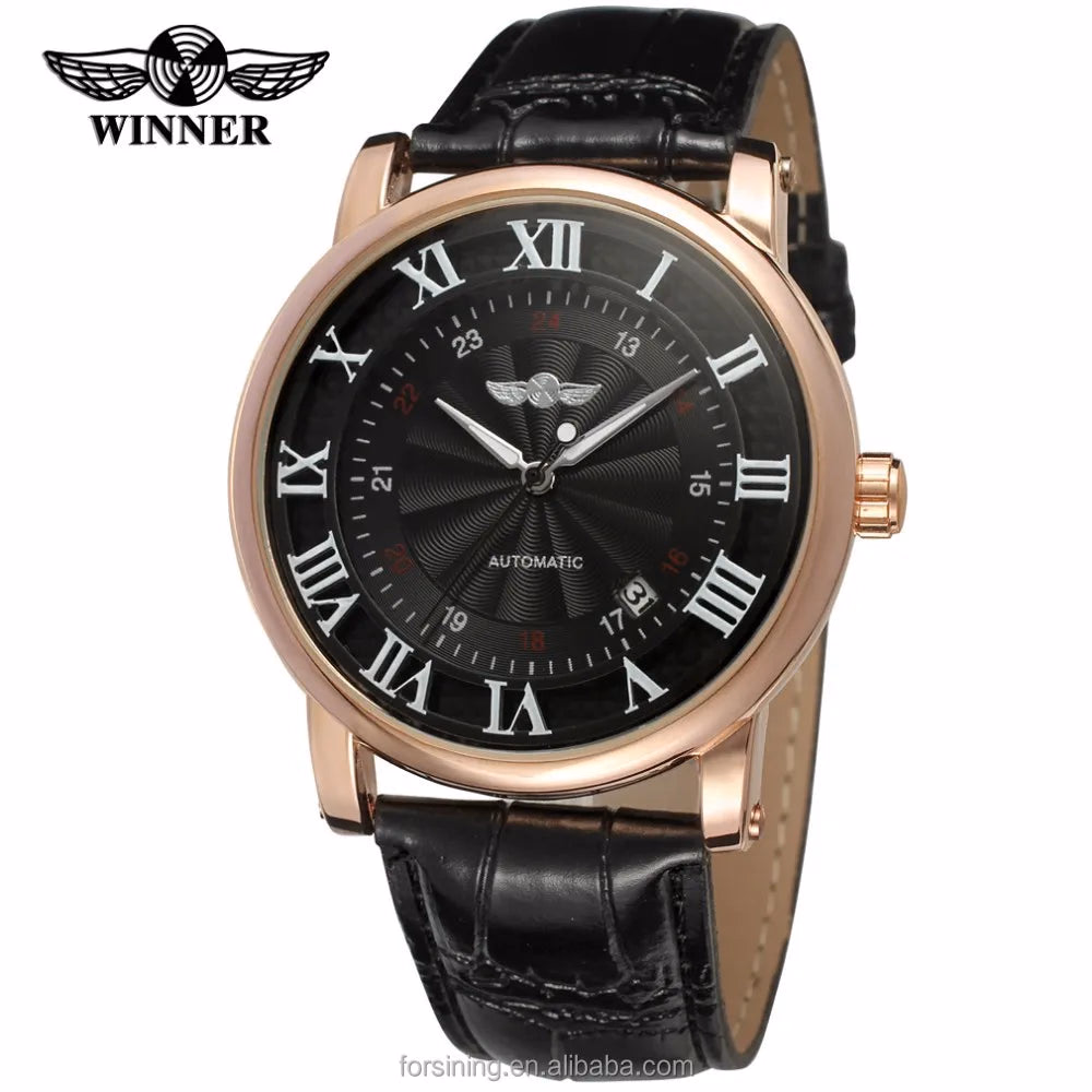 Elegant Men's Rose Gold Skeleton Watch — image 4