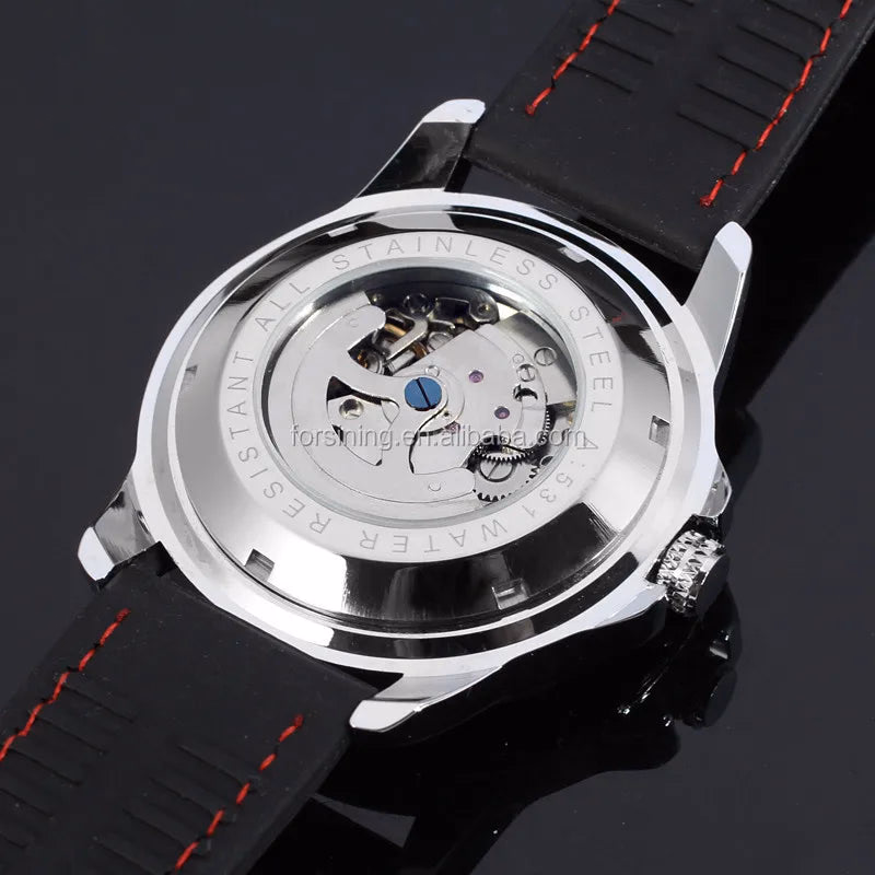 Winner Black Silicone Automatic Skeleton Watch — image 4