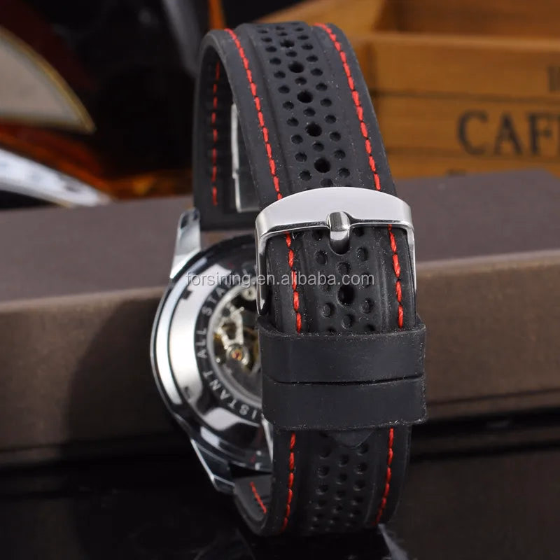 Winner Black Silicone Automatic Skeleton Watch — image 5