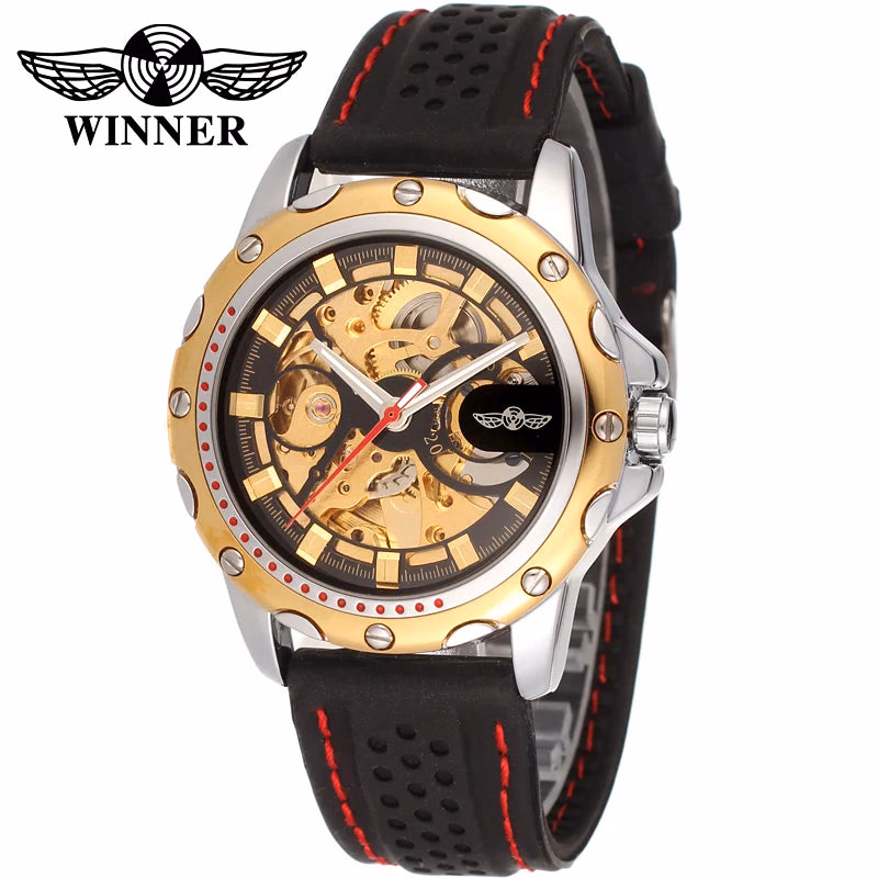 Winner Black Silicone Automatic Skeleton Watch — image 10